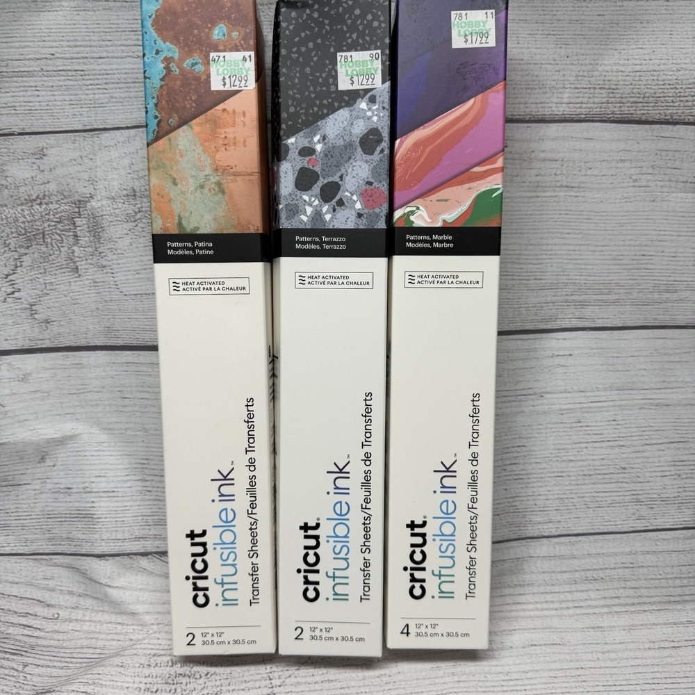 3 Packs Cricut Infusible Ink Transfer Sheets Multi Color Patterns 12"x12"
